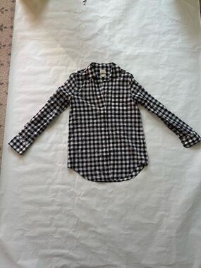 J. Crew Navy and White Gingham Button-Down Shirt